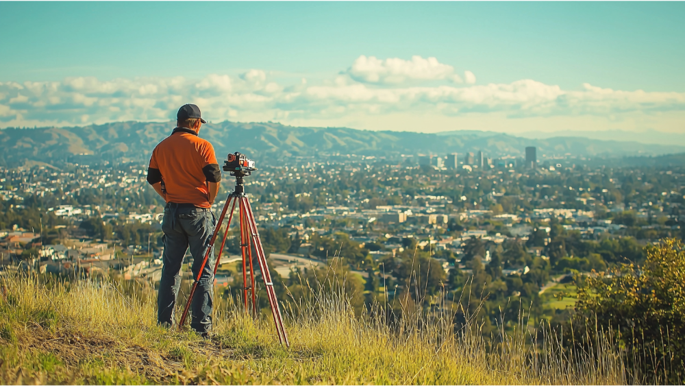 A man surveying land