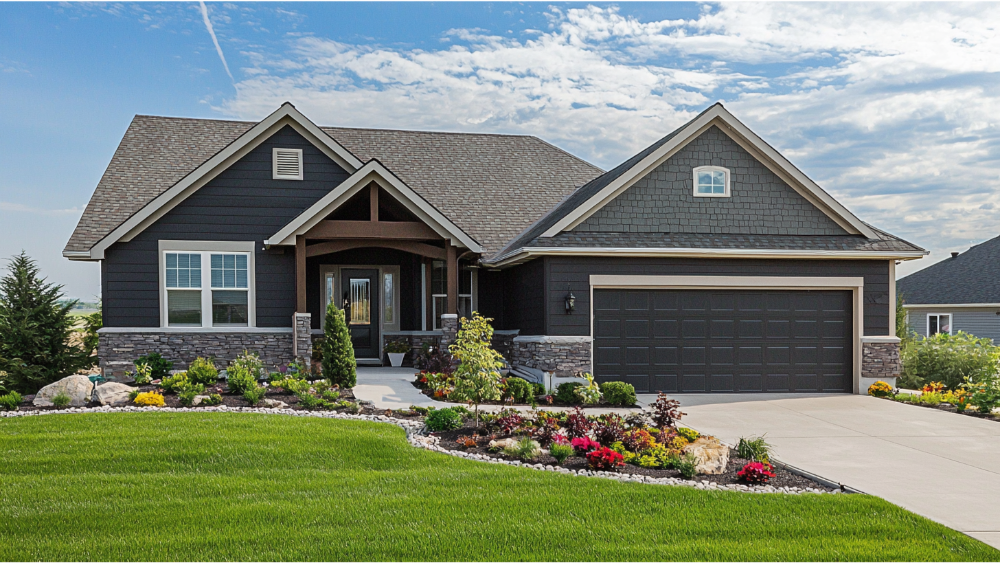 A house that has been professionally landscaped